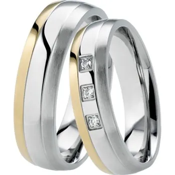 Prsten Snubní prsteny ocel zirkon se zlacením ST-88049