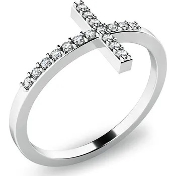 Prsten Dámský prsten přírodní diamant 0.102 ct G/SI kříž s brilianty bílé zlato 140015B-DIA velikost 58