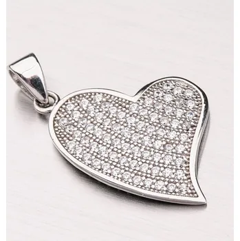 Přívěsek Dámský přívěsek bílé zlato 585 zirkon srdce 13-199