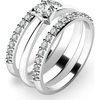 Prsten Zásnubní prsten bílé zlato 585/1000 zirkon set 10820-SET02-BB velikost 58