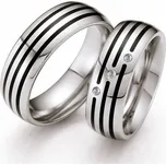 Snubní prsteny ocel přírodní diamant 0.045 ct G/SI keramikou ST145