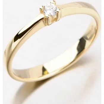 Prsten Dámský prsten žluté zlato 585 zirkon DZ1904ZL velikost 55