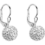 Stříbrné náušnice visací s krystaly Swarovski bílé kuličky 31110.1