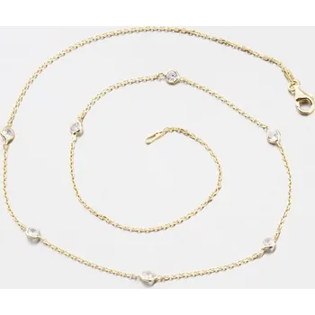 Náhrdelník Dámský náhrdelník stříbro 925 zirkon zlacený N2201129-0398-SLX délka 42 cm