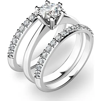 Prsten Zásnubní prsten bílé zlato 585/1000 zirkon set zásnubních v bílém 10720-SET02-BB velikost 59