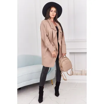 Dámský kabát Kapska s kapsami tmavě béžová UNI