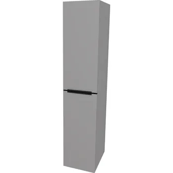 Koupelnový nábytek Mailo, koupelnová skříňka vysoká 170 cm, černé madlo, Multidecor, Šedý Supermat