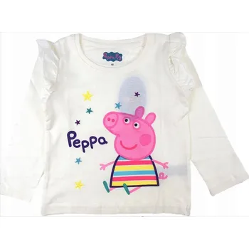 Dívčí tričko Peppa Pig TRIKO s dlouhým rukávem PEPPA PIG, krémové Velikost: 92