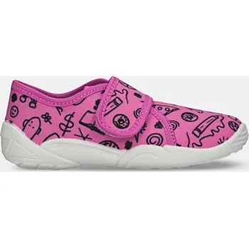 Mini b růžová dětská domácí obuv s obrázky, vel. 32