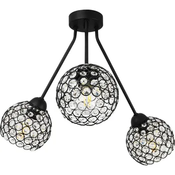 Stropní svítidlo Crystal Trio, 3x černé křišťálové stínítko
