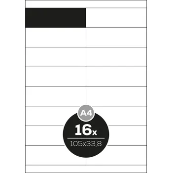 Speciální papír Etikety Top Stick A4/100 ks, 105x33,8 mm - 16 etiket, bílé