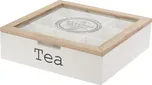 Dřevěný box na čaj 7 x 24 x 24 cm bílý