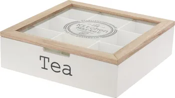 Dřevěný box na čaj 7 x 24 x 24 cm bílý