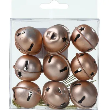 Vánoční dekorace Impap Rolničky kovové 9ks 3 cm-champagne