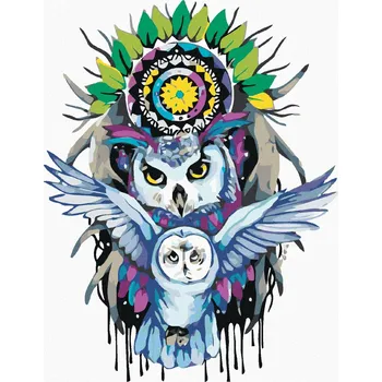 Hračka Diamondi Diamantové malování - SOVY A MANDALA Rozměr: 40x50 cm, Rámování: bez rámu a bez vypnutí plátna