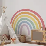 YokoDesign Samolepka na zeď do dětského pokoje Barevná duha se srdíčky