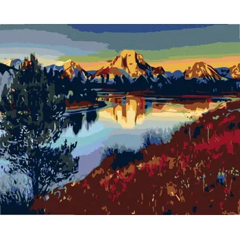 Diamondi Diamantové malování - JEZERO POD HORAMI Rozměr: 40x50 cm, Rámování: bez rámu a bez vypnutí plátna