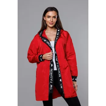 Dámská cargo bunda Tenká červená bunda pro ženy s ozdobnou lemovkou Y4QFW1 SWEST, odstíny červené XXL (44) i392_21587-48