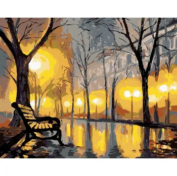 Hračka Diamondi Diamantové malování - PODZIMNÍ PARK A LAVIČKA Rozměr: 40x50 cm, Rámování: vypnuté plátno na rám