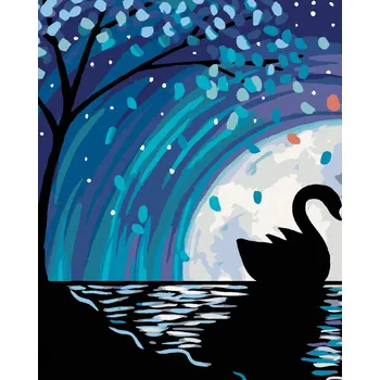 Hračka Diamondi Diamantové malování - LABUŤ PŘI ÚPLŇKU II Rozměr: 40x50 cm, Rámování: bez rámu a bez vypnutí plátna