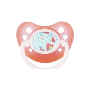 dudlíky Dudlík silikonový zkosený svítící kroužek - SLON červený - 6-18měs.