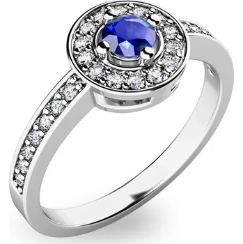 Prsten Dámský prsten bílé zlato 585/1000 přírodní diamant 0.150 ct G/SI safír 10802B-SAF velikost 54