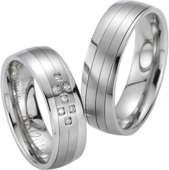 Prsten Snubní prsteny ocel přírodní diamant 0.070 ct G/SI ST20170