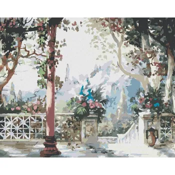 Hračka Diamondi Diamantové malování - TERASA S KVĚTINAMI Rozměr: 40x50 cm, Rámování: bez rámu a bez vypnutí plátna