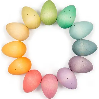 Dřevěná hračka Grapat Dřevěná barevná vajíčka - 12ks Grapat
