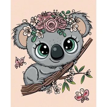 Hračka Diamondi Diamantové malování - ROZTOMILÁ KOALA NA VĚTVI Rozměr: 40x50 cm, Rámování: bez rámu a bez vypnutí plátna