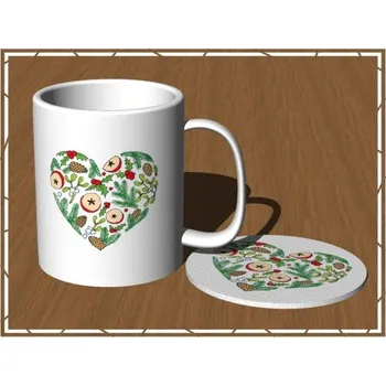 Pelisport Vánoční hrnek Srdce s filcovým podtáckem