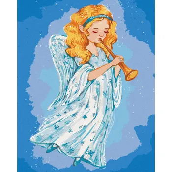 Hračka Diamondi Diamantové malování - VÁNOČNI ANDĚL HRAJE NA TRUBKU Rozměr: 40x50 cm, Rámování: bez rámu a bez vypnutí plátna