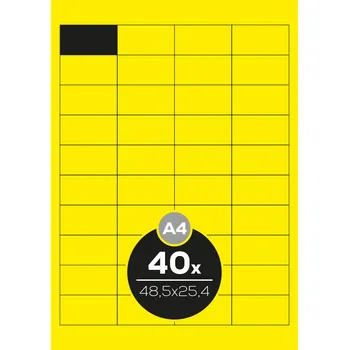 Speciální papír Etikety PRINT A4 / 100 ks, 48,5x25,4 - 40 etiket, žluté