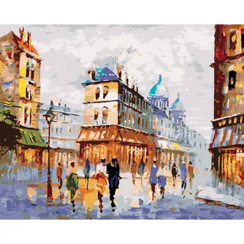 Diamondi Diamantové malování - POHLED NA ULICI PAŘÍŽ Rozměr: 40x50 cm, Rámování: bez rámu a bez vypnutí plátna