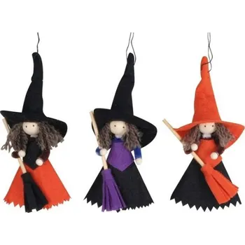 Party dekorace Čarodějka s koštětem na zavěšení 13 cm