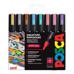Sada akrylových popisovačů Posca PC-5M - 1,8–2,5 mm - metalické barvy - 8 ks
