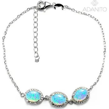 Náramek Stříbrný opálový náramek se zirkony