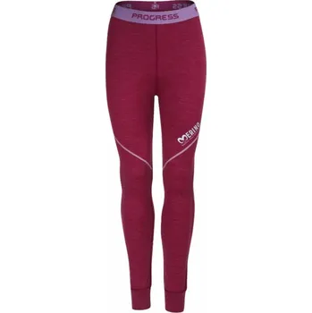Dámské termoprádlo spodky dlouhé dámské Progress SDNZ merino vínový melír (spodky dlouhé dámské Progress SDNZ merino vínový melír)