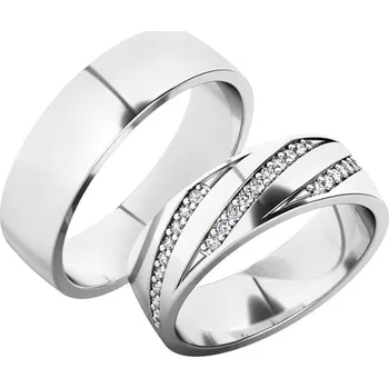 Prsten Snubní prsteny bílé zlato 585 zirkon 0.120 ct G/SI SP-61078B