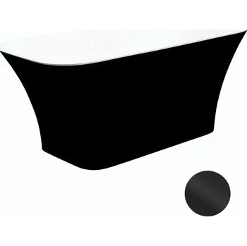 Besco Volně stojící vana z litého mramoru Assos BW Matt 160x70 Barva: Bílá/černá, Rozměry (cm): 160x70, Typ a barva výpustě: Click-Clack s horním čištěním, černá