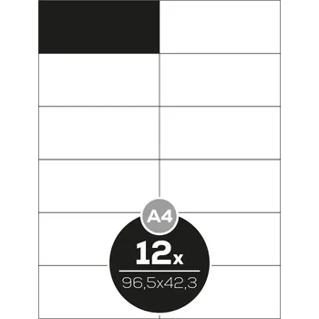 Speciální papír Etikety Top Stick A4/100 ks, 96,5x42,3 mm - 12 etiket, bílé
