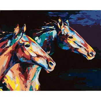 Diamondi Diamantové malování - DVA BAREVNÍ KONĚ V BĚHU Rozměr: 40x50 cm, Rámování: vypnuté plátno na rám