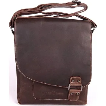 Střední/velká khaki kožená crossbody taška GreenWood no. 836 na formát A4