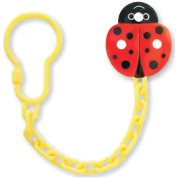 klip na dudlíky Řetízek na dudlík - BERUŠKA červená se žlutou - BabyMix