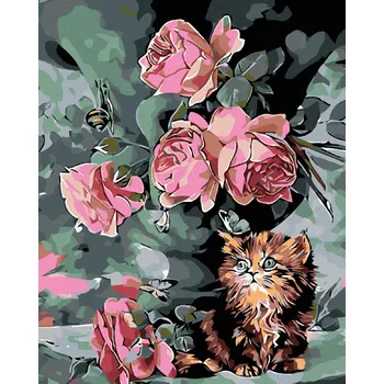 Hračka Diamondi Diamantové malování - MALÉ KOTĚ MEZI KVĚTY Rozměr: 40x50 cm, Rámování: bez rámu a bez vypnutí plátna