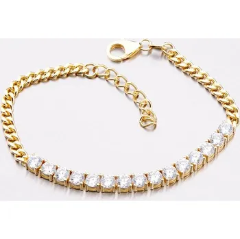 Oblečení a móda Dámský náramek stříbro 925 zlacený se zirkony B2100025-1905-SLX délka 16 cm