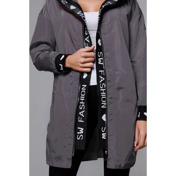 Dámská cargo bunda Tmavě šedá tenká bunda pro ženy s ozdobnou lemovkou H9O5 SWEST, odstíny šedé M (38) i392_21586-47