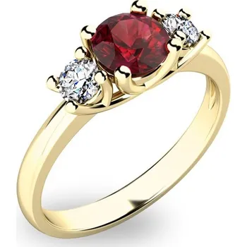 Prsten Dámský prsten žluté zlato 585/1000 přírodní diamant 0.50 ct G/SI českým granát 10803Z-GRN velikost 56