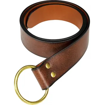 Karnevalový kostým Výprodej Provlékací kožený opasek s mosaznou kruhovou přezkou - Outlet