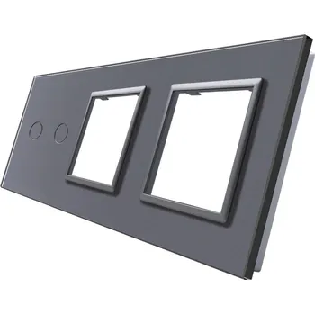 vypínač WELAIK trojnásobný skleněný panel 2+zás+zás - tmavě šedý